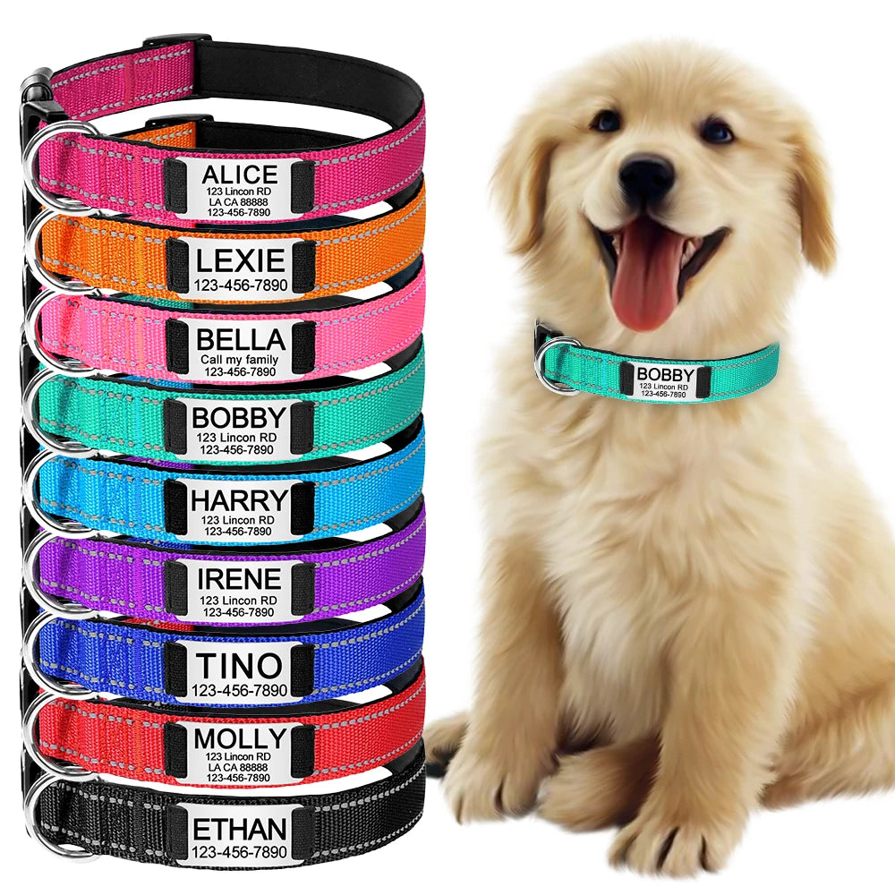 Custom Engraved Dog Collar Personalized Nylon Name ID for Pet-larkway tradelink