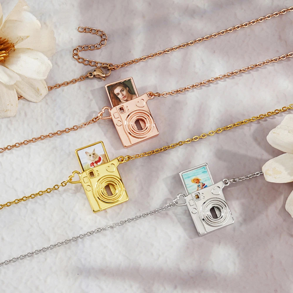 Personalized Camera Photo Locket Necklace Custom Envelope Picture Necklace for Women Mother Pet Birthday Memorial Jewelry Gift-larkway tradelink