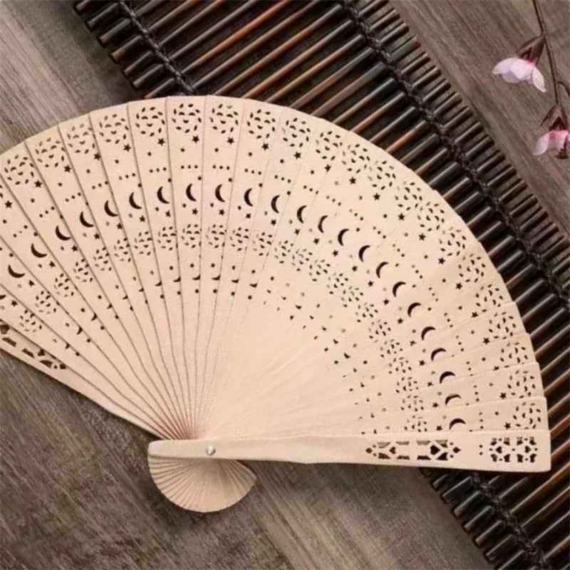 Personalized Folding Wooden Hand Fans Custom Engraved Text for Gift-larkway tradelink