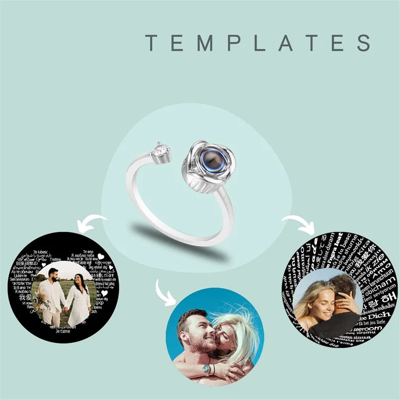 Pesonalized Photo Ring Custom Ring with Picture inside Customized Rings Gifts for Women Valentine's Day Birthday Anniversary-larkway tradelink