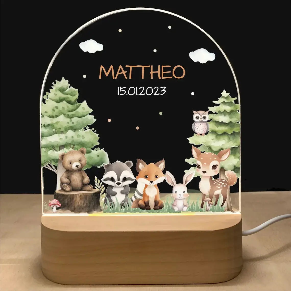 Personalized 3D Children Animal Lamp Custom First Name Night Light For Decoration Gift-larkway tradelink