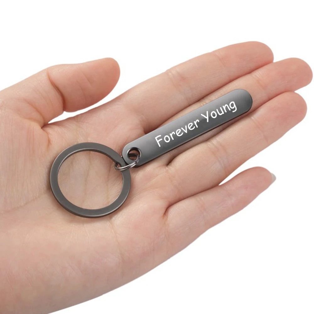 Custom Phone Number Keychains Personalized  Laser Engraving Titanium Bar Keyring Gifts-larkway tradelink
