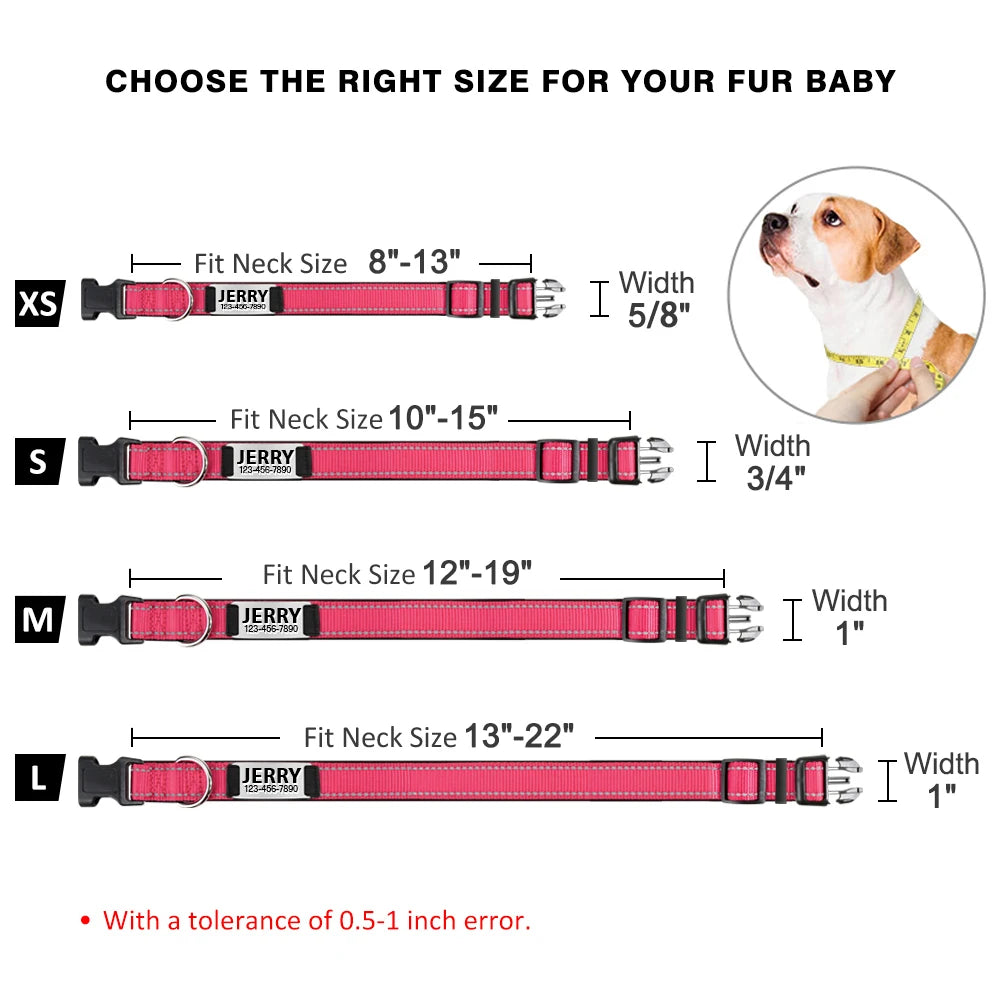 Custom Engraved Dog Collar Personalized Nylon Name ID for Pet-larkway tradelink