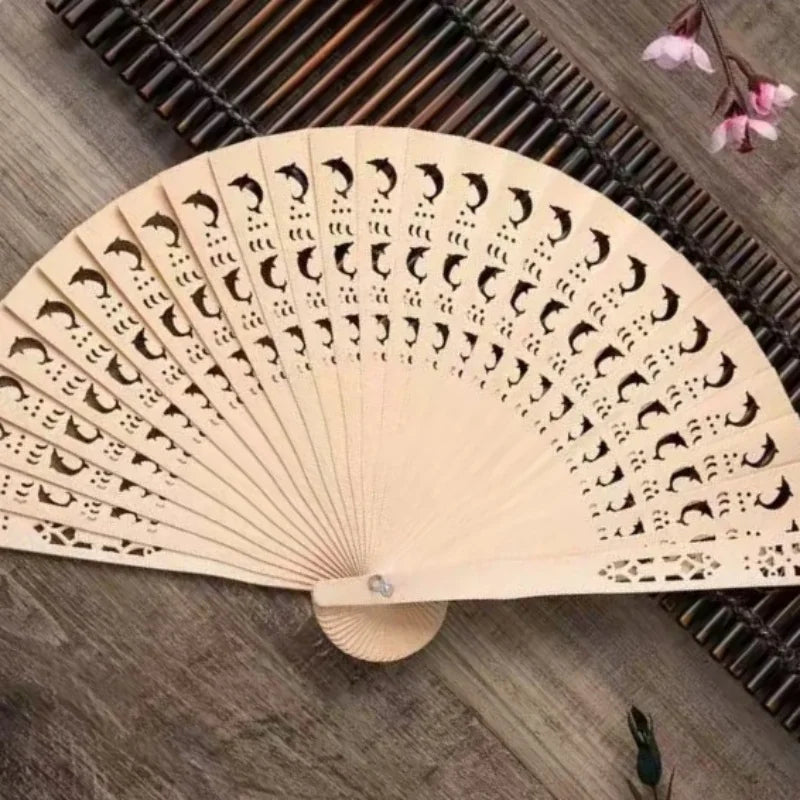 Personalized Folding Wooden Hand Fans Custom Engraved Text for Gift-larkway tradelink