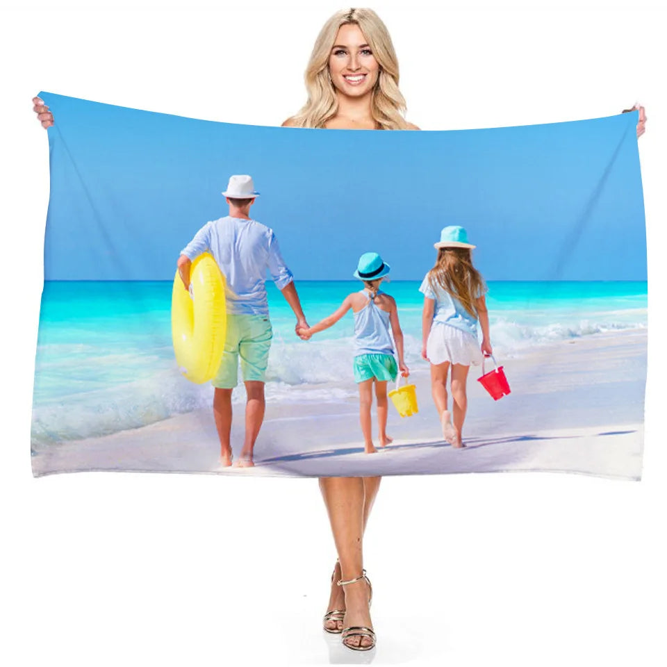 Custom Photo 3D Bath Beach Towel Personalized Picture Microfiber Outdoor Swimming Gifts Your Logo-larkway tradelink