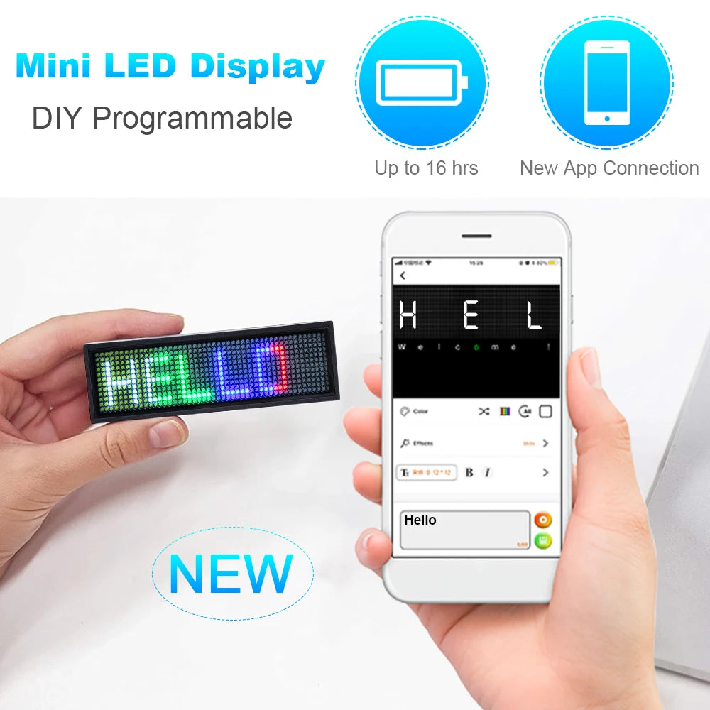 Custom Text Bluetooth LED Badge Personalized USB Charging Programmable  Durable Sign with Multiple Languages-larkway tradelink
