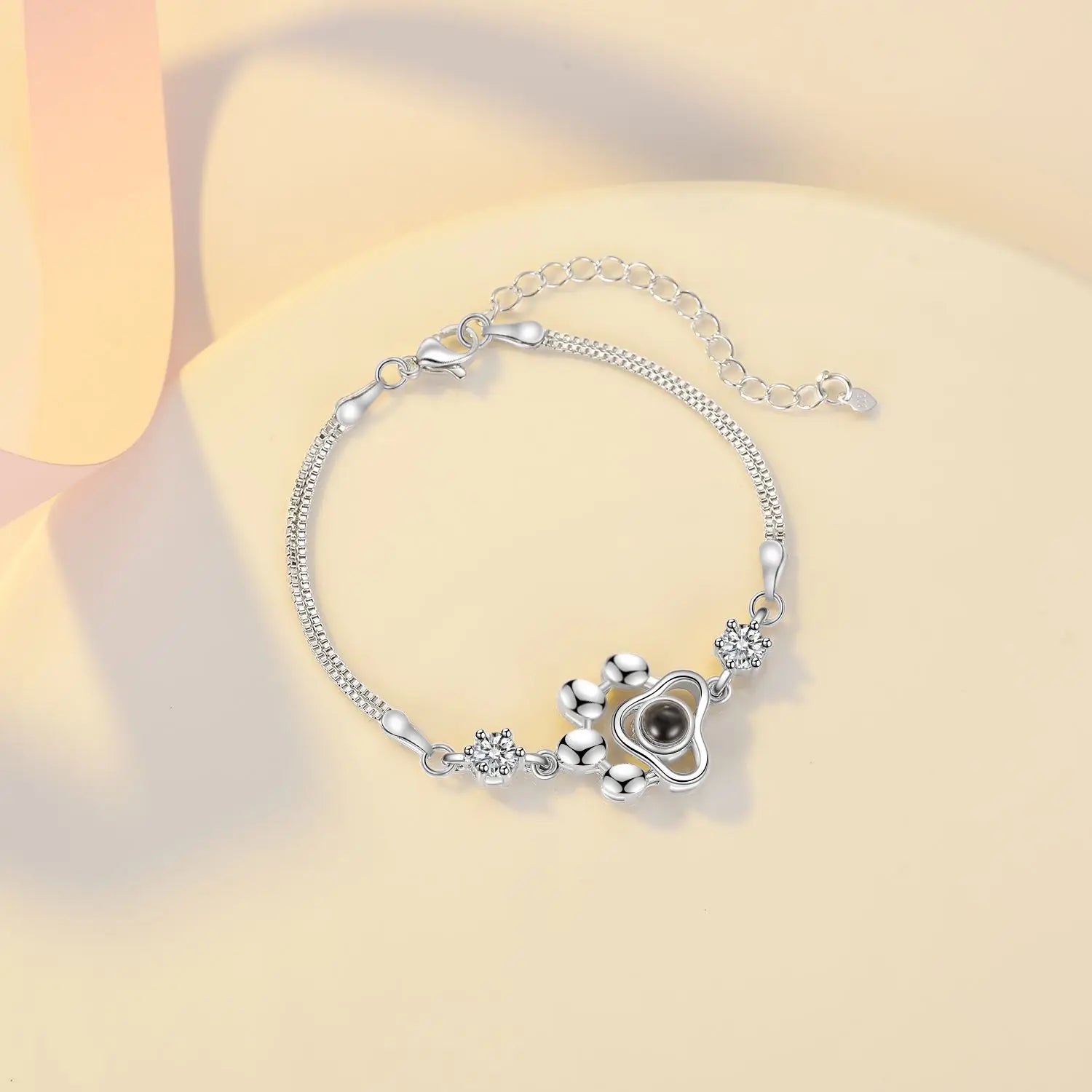 Custom Photo Projection Bracelet Heart Zircona Pendant Stainless Steel Couple DIY Picture Inside Bracelet For Women Jewelry-larkway tradelink