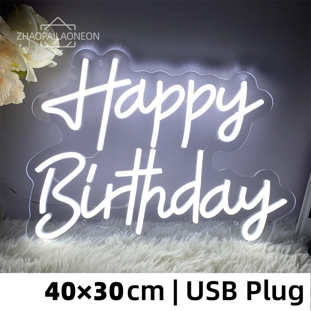 Party LED Neon Sign Lights Decor Wall Art for Room Bar Club HBD Gifts-larkway tradelink