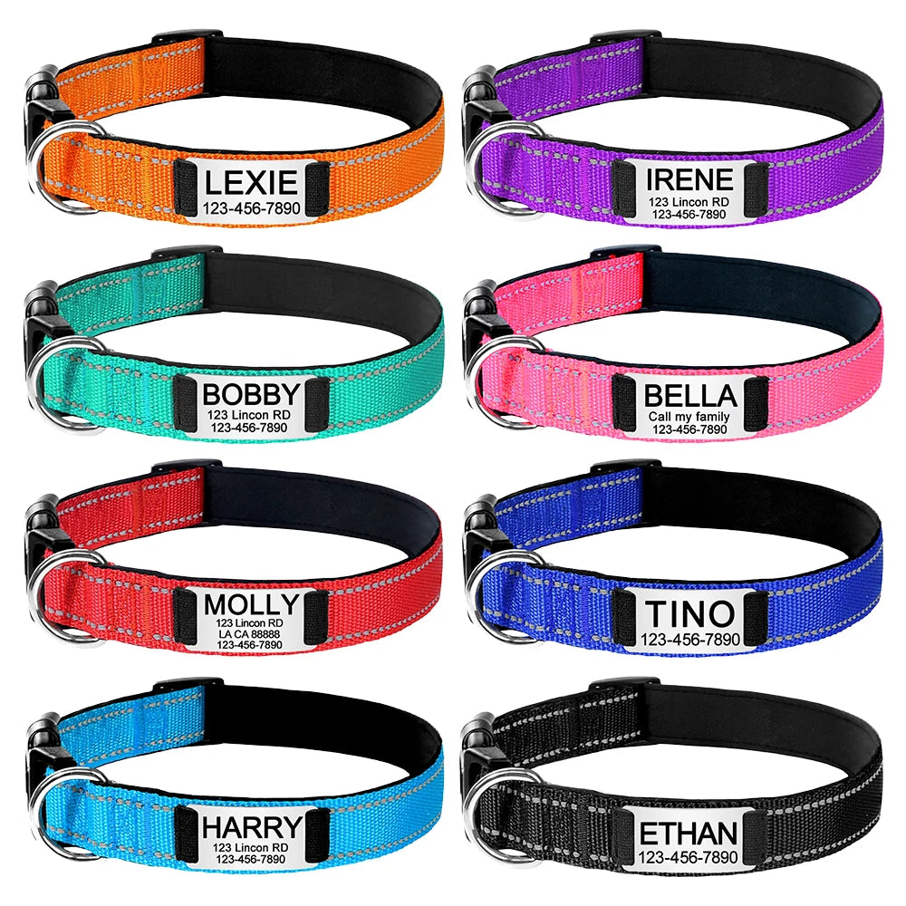 Custom Engraved Dog Collar Personalized Nylon Name ID for Pet-larkway tradelink