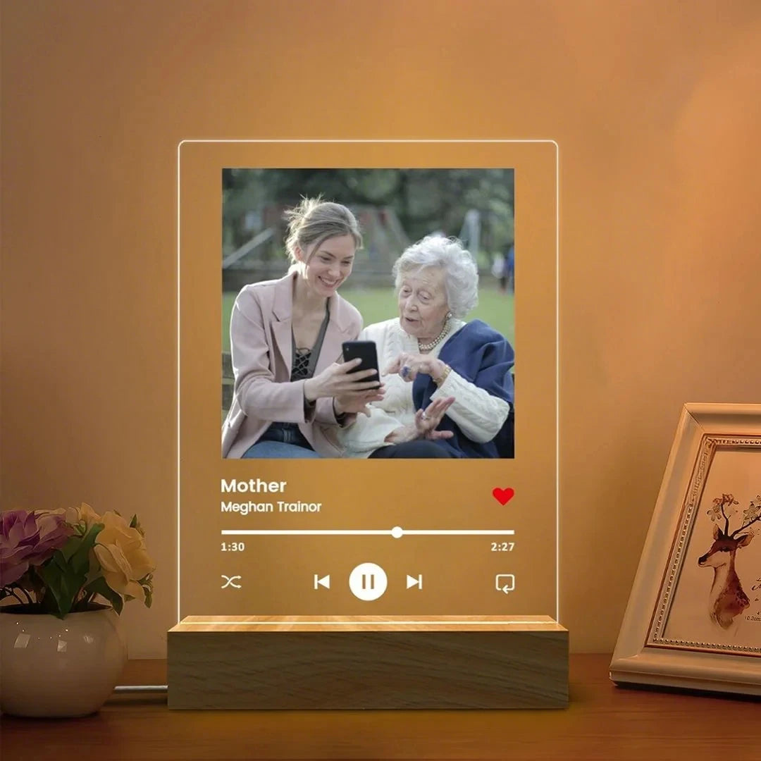 Personalized Acrylic Spotify Music  Custom Photo Plaque with LED Night Light-larkway tradelink