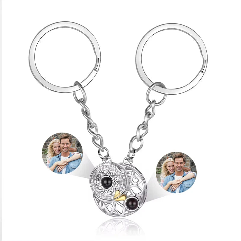Personalized Photo Projection Keychain Custom Heart Photo Keyring Projection Keychain for Women Anniversary Memorial Gifts-larkway tradelink