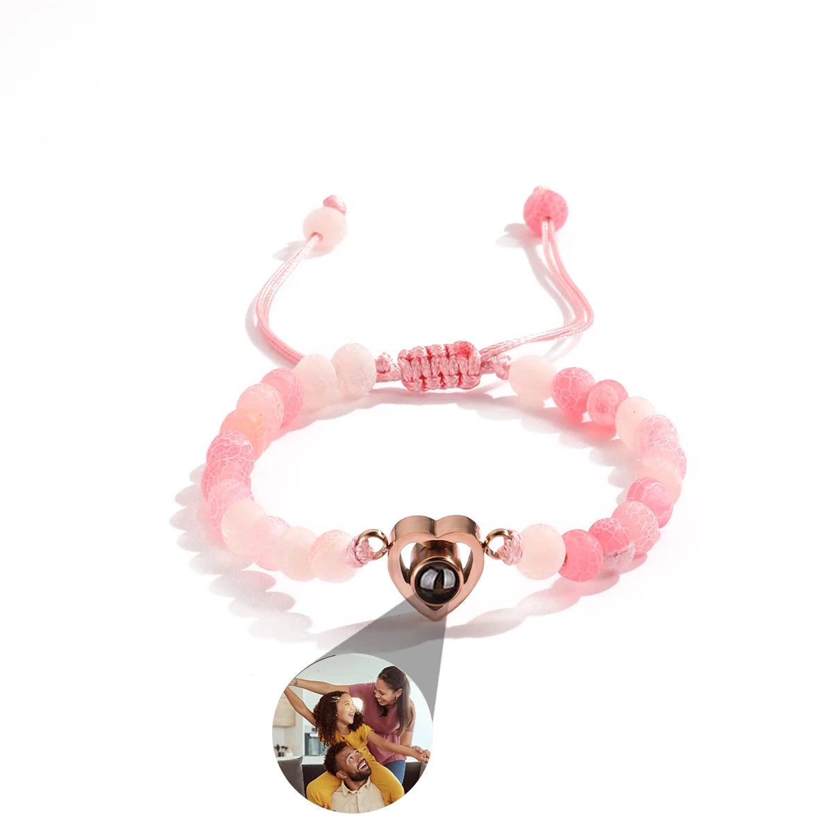 Personalized Custom Photo Projection Bracelet Colorful Bead Chain Heart Pendant Women's Bracelet Anniversary Gifts Jewelry-larkway tradelink