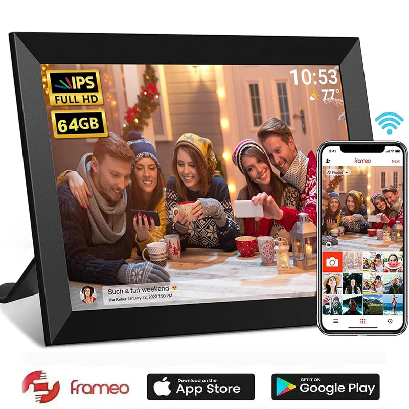 Frameo Digital Picture Frame 10.1 Inch 32GB/64GB Smart WiFi digital photo frame with 1280x800 IPS HD Touch Screen Wall Mountable-larkway tradelink