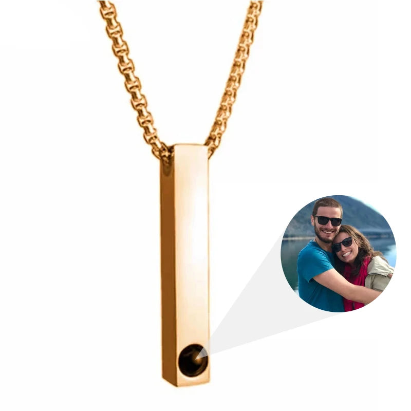 Custom Photo Projection Bar Necklace Picture Personalized Necklace Customized Photo Pendant Necklaces with Picture Jewelry Gift-larkway tradelink
