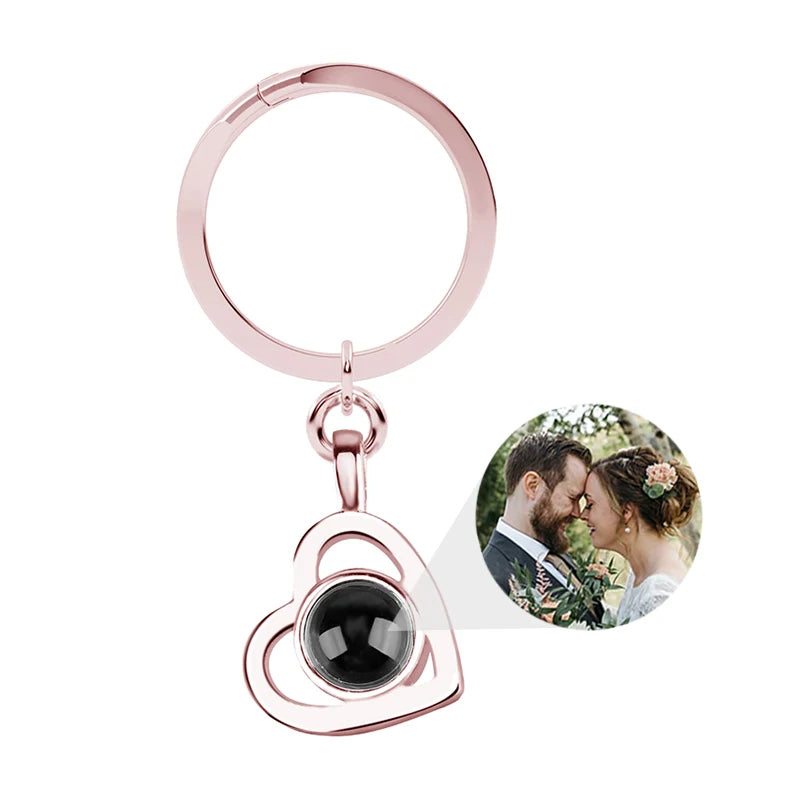 Personalized Photo Projection Keychain Custom Heart Photo Keyring Projection Keychain for Women Anniversary Memorial Gifts-larkway tradelink
