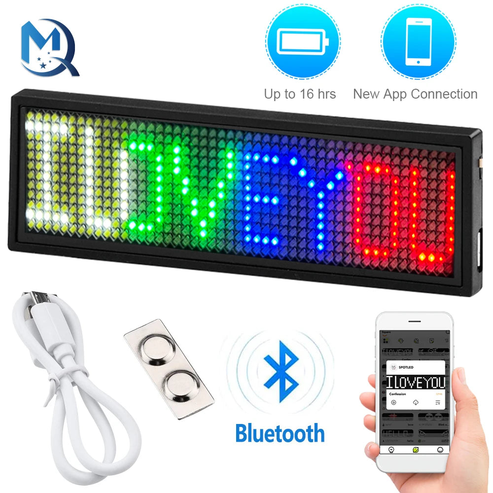 Custom Text Bluetooth LED Badge Personalized USB Charging Programmable  Durable Sign with Multiple Languages-larkway tradelink