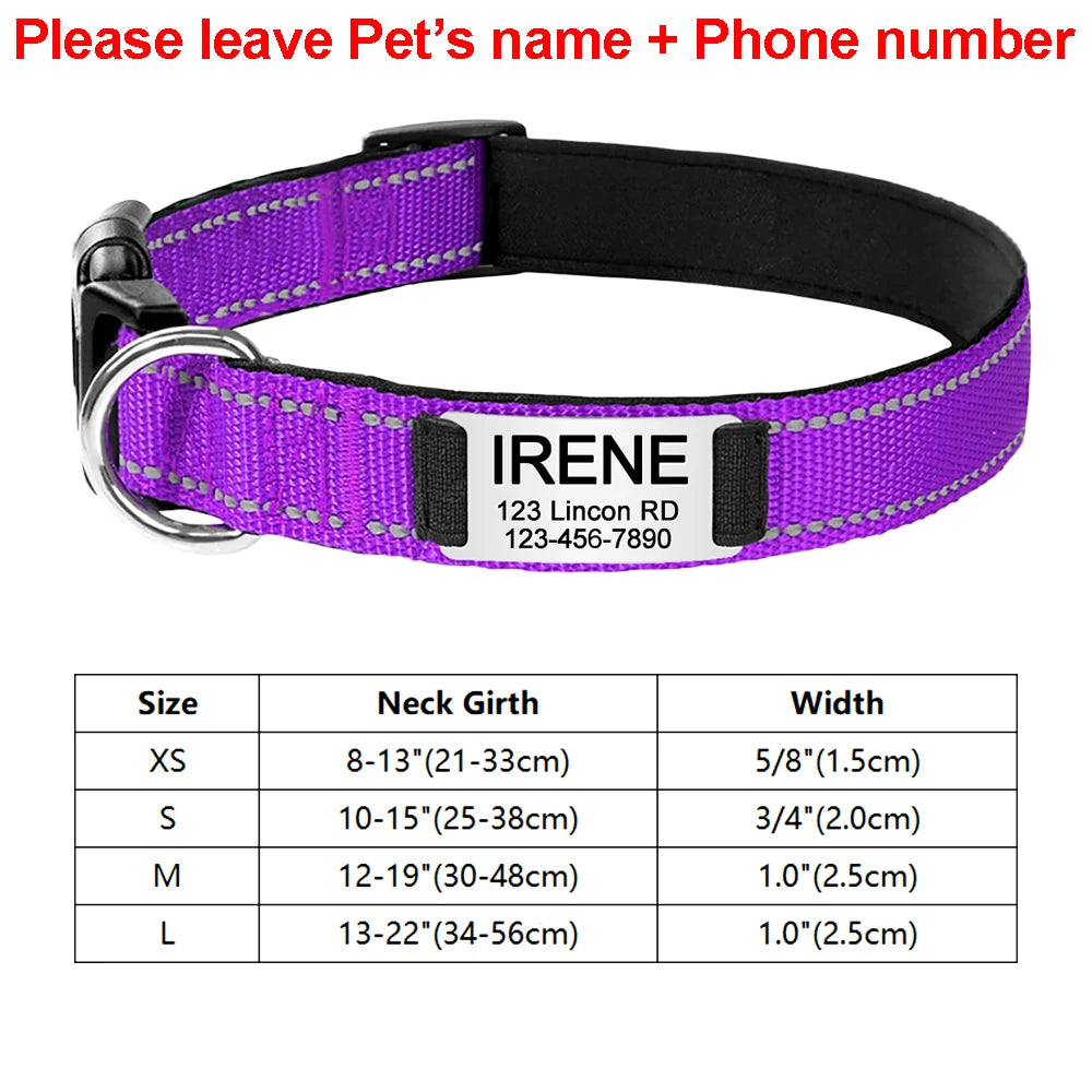 Custom Engraved Dog Collar Personalized Nylon Name ID for Pet-larkway tradelink