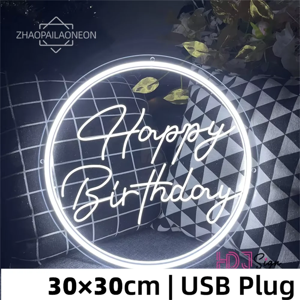 Party LED Neon Sign Lights Decor Wall Art for Room Bar Club HBD Gifts-larkway tradelink