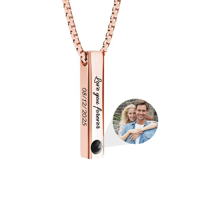 Custom Photo Projection Bar Necklace Picture Personalized Necklace Customized Photo Pendant Necklaces with Picture Jewelry Gift-larkway tradelink