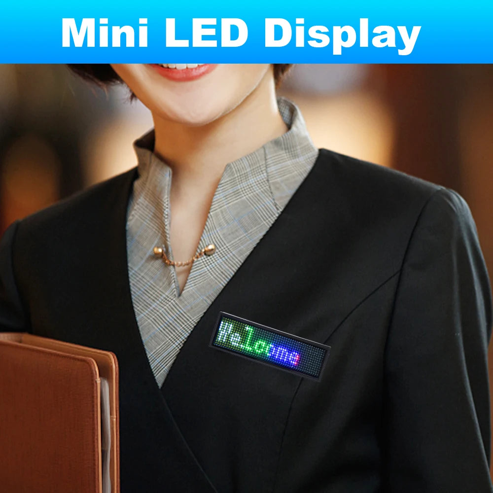 Custom Text Bluetooth LED Badge Personalized USB Charging Programmable  Durable Sign with Multiple Languages-larkway tradelink