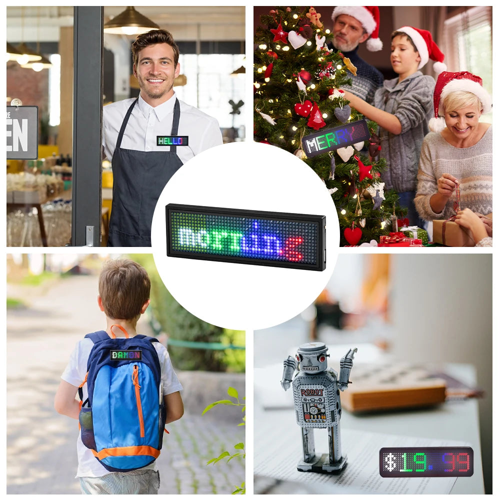 Custom Text Bluetooth LED Badge Personalized USB Charging Programmable  Durable Sign with Multiple Languages-larkway tradelink