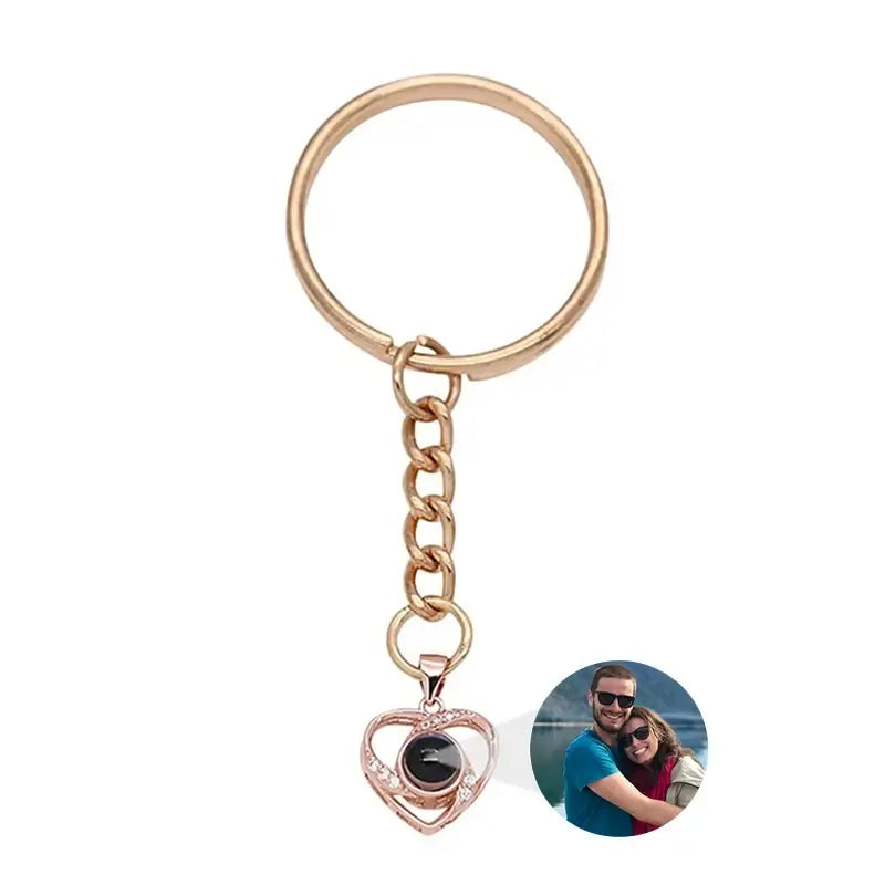 Personalized Photo Projection Keychain Custom Heart Photo Keyring Projection Keychain for Women Anniversary Memorial Gifts-larkway tradelink
