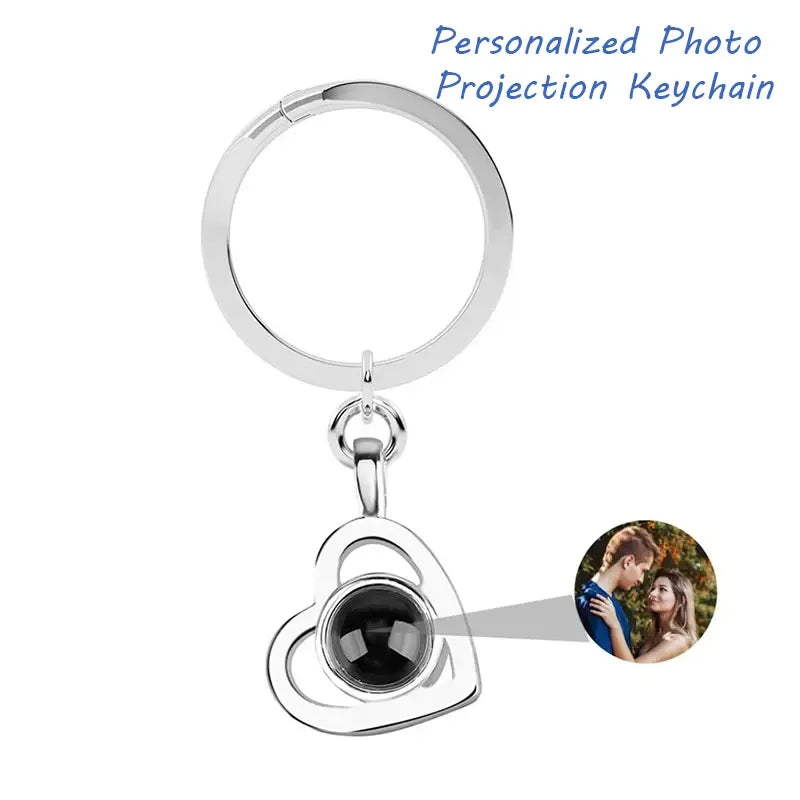 Personalized Photo Projection Keychain Custom Heart Photo Keyring Projection Keychain for Women Anniversary Memorial Gifts-larkway tradelink