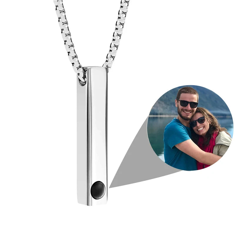 Custom Photo Projection Bar Necklace Picture Personalized Necklace Customized Photo Pendant Necklaces with Picture Jewelry Gift-larkway tradelink