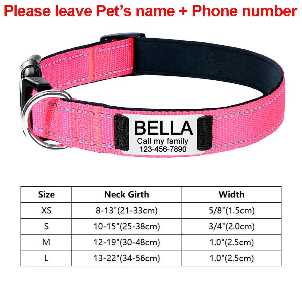 Custom Engraved Dog Collar Personalized Nylon Name ID for Pet-larkway tradelink