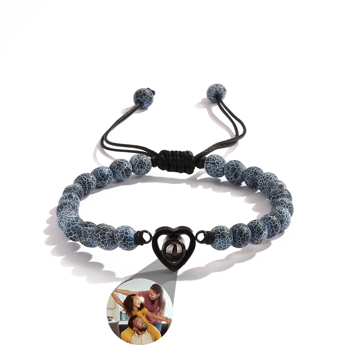 Personalized Custom Photo Projection Bracelet Colorful Bead Chain Heart Pendant Women's Bracelet Anniversary Gifts Jewelry-larkway tradelink