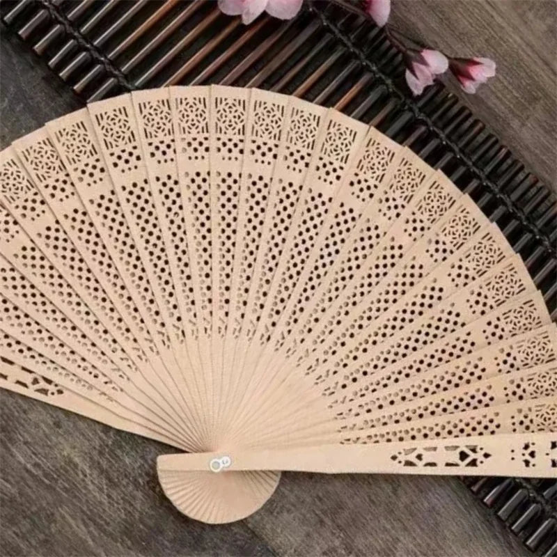 Personalized Folding Wooden Hand Fans Custom Engraved Text for Gift-larkway tradelink