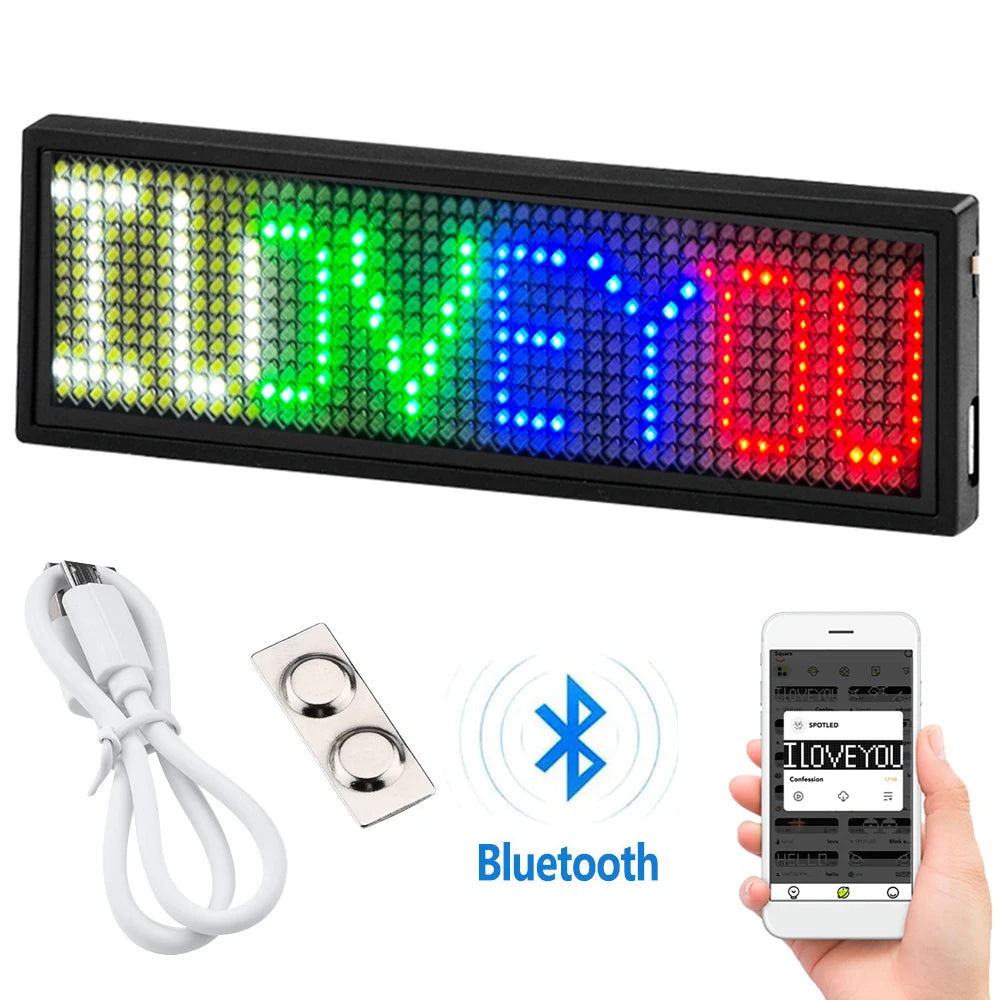 Custom Text Bluetooth LED Badge Personalized USB Charging Programmable  Durable Sign with Multiple Languages-larkway tradelink