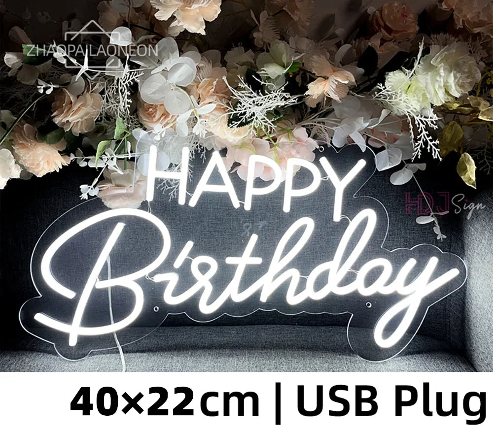 Party LED Neon Sign Lights Decor Wall Art for Room Bar Club HBD Gifts-larkway tradelink