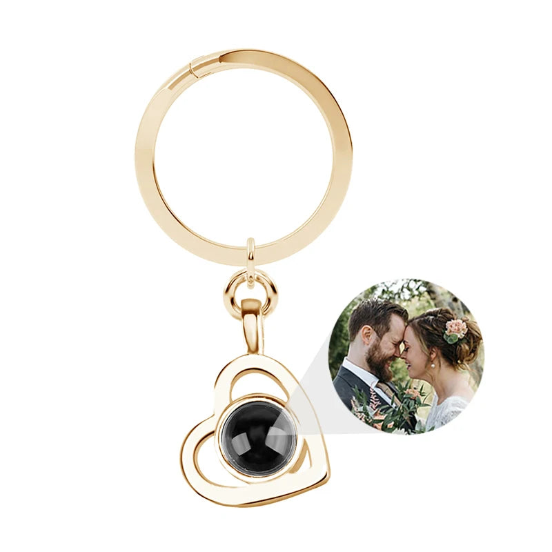 Personalized Photo Projection Keychain Custom Heart Photo Keyring Projection Keychain for Women Anniversary Memorial Gifts-larkway tradelink