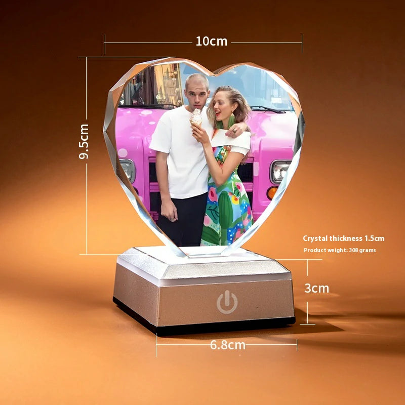 Personalized Crystal Photo and Text Desktop Decor Custom Photo Night Light Optional Crystal Shapes-larkway tradelink