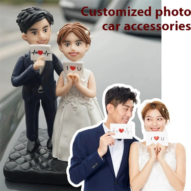 Personalized Photo Vehicle Bobblehead Doll Ornament Customized Dashboard Car Decor 13 cm-larkway tradelink