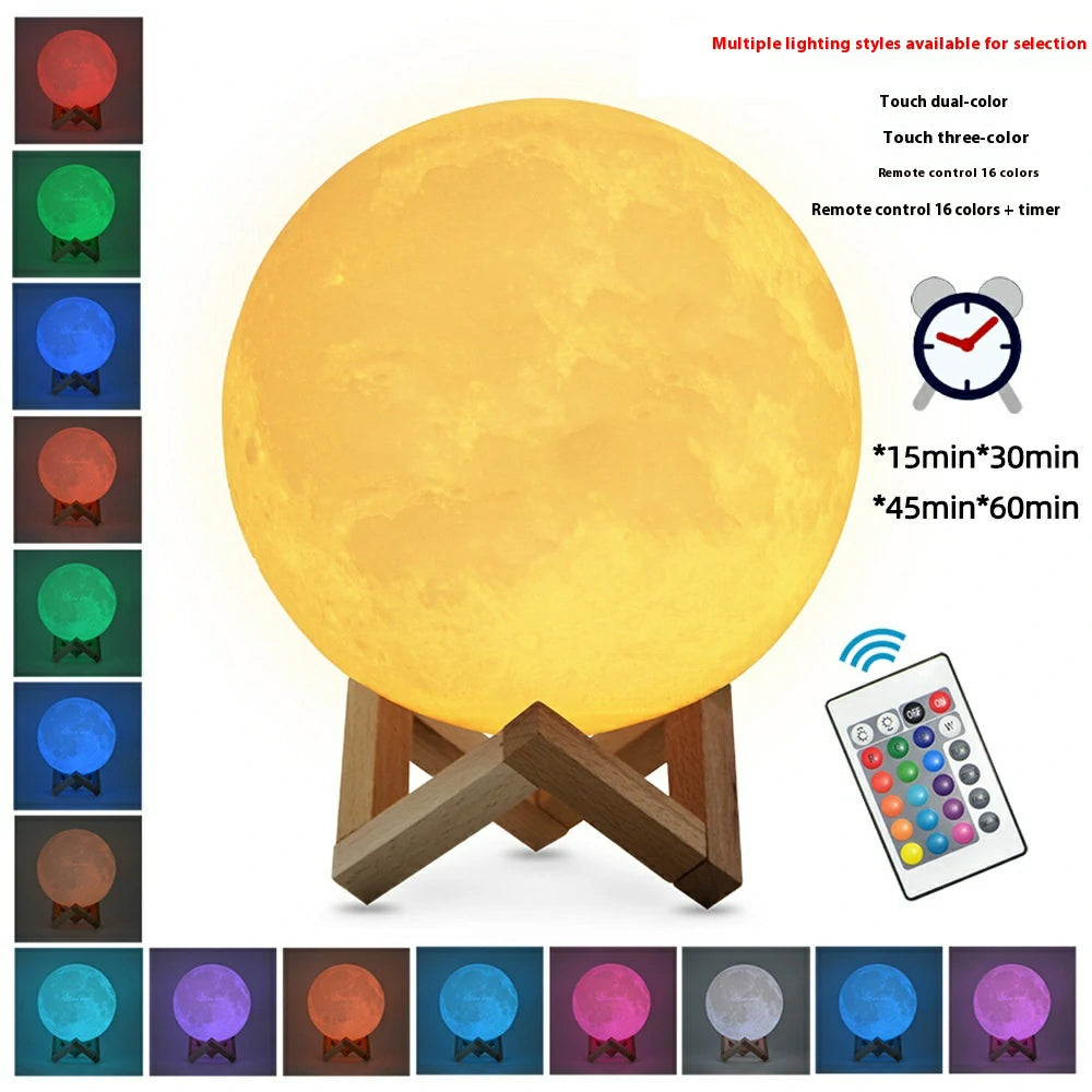 Personalized 3D Printed Moon Lamp Customizable Night Light Creative Gift-larkway tradelink