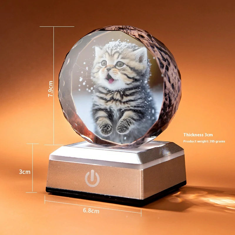 Personalized Crystal Photo and Text Desktop Decor Custom Photo Night Light Optional Crystal Shapes-larkway tradelink