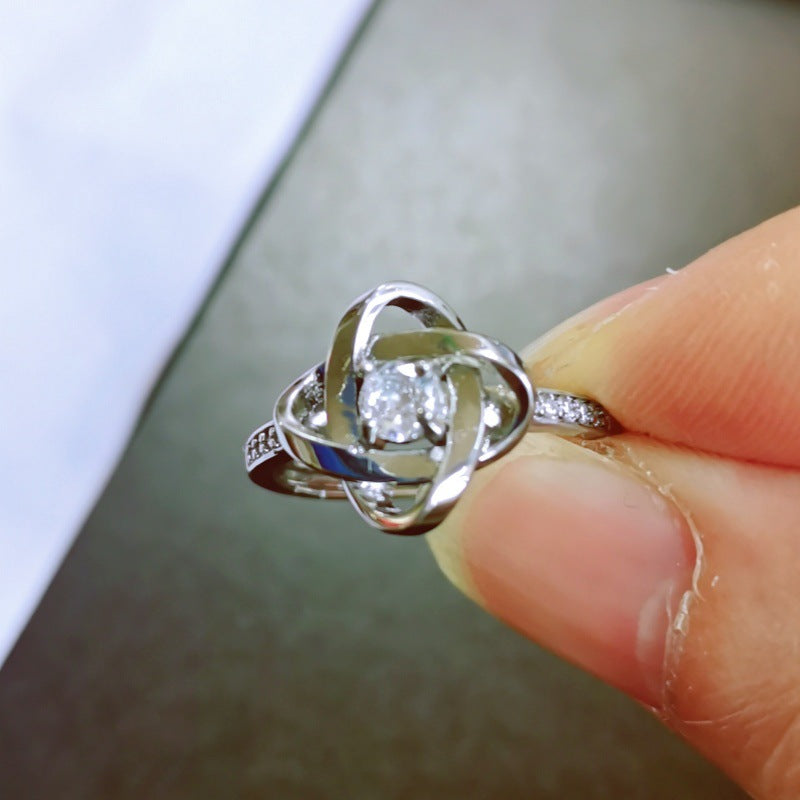 Personalized Clover Ring Custom Engravable 4 Names Copper Open Band for Gift-larkway tradelink