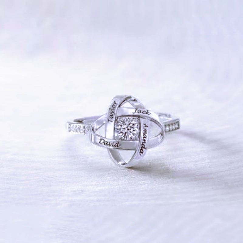 Personalized Clover Ring Custom Engravable 4 Names Copper Open Band for Gift-larkway tradelink