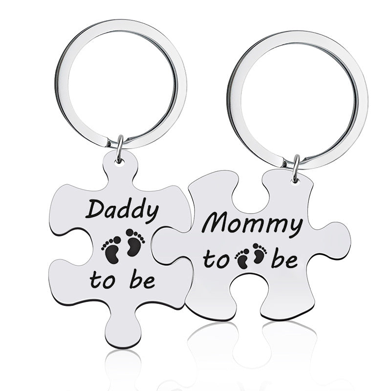 Personalized Stainless Steel Puzzle Keychain Customizable Engraved Name Gift-larkway tradelink