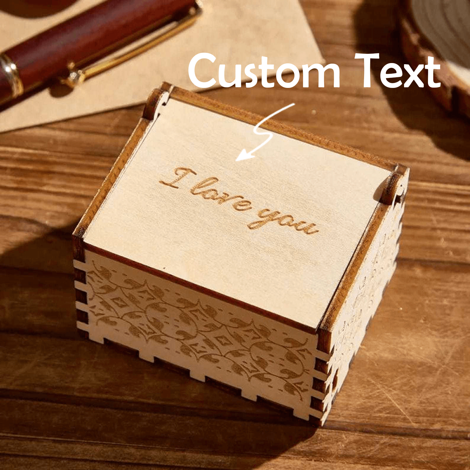 Custom Wooden Music Box Personalized Song & Text & Photo-larkway tradelink