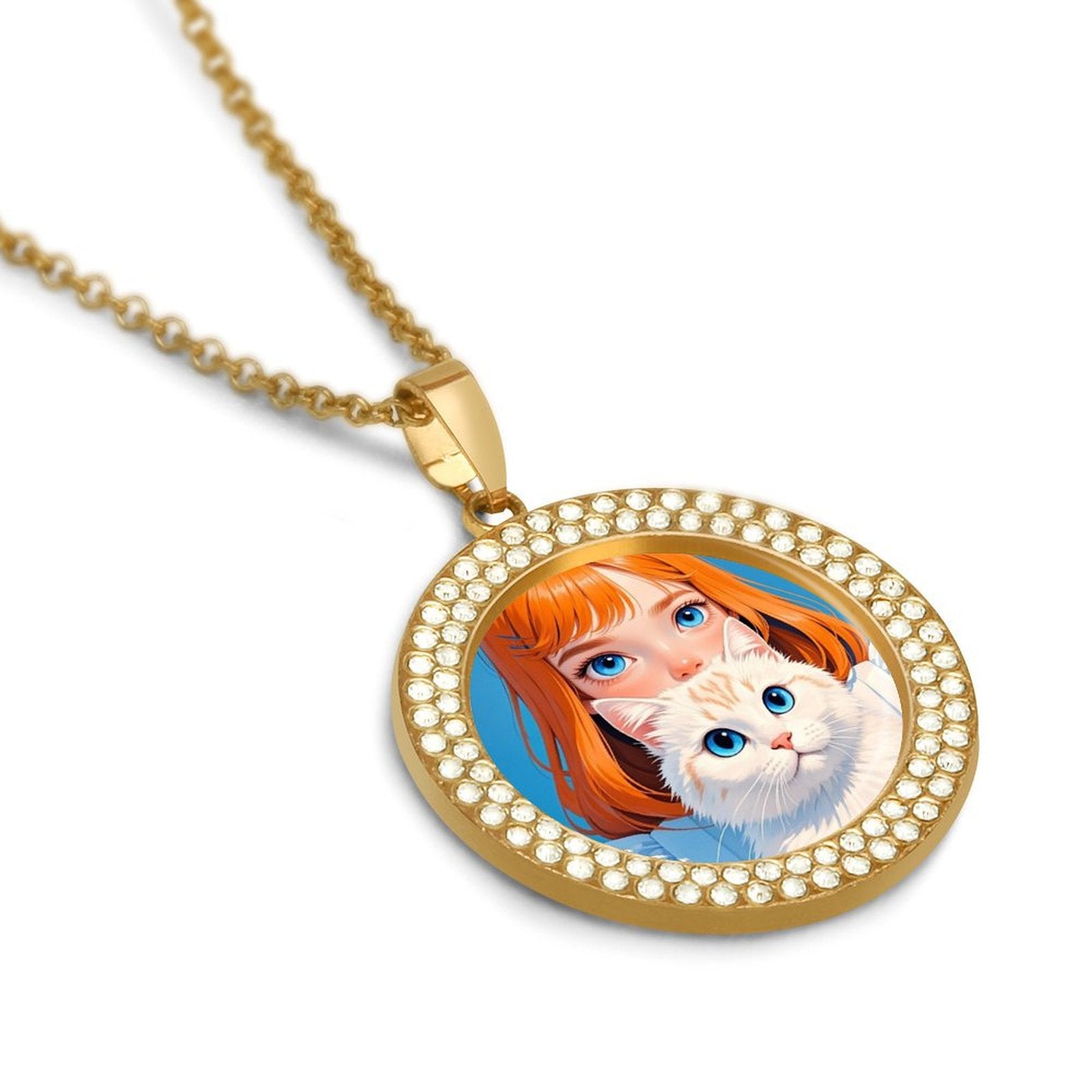 Custom Photo Alloy Diamond Necklace Personalized Multicolored Pendant for Her-larkway tradelink