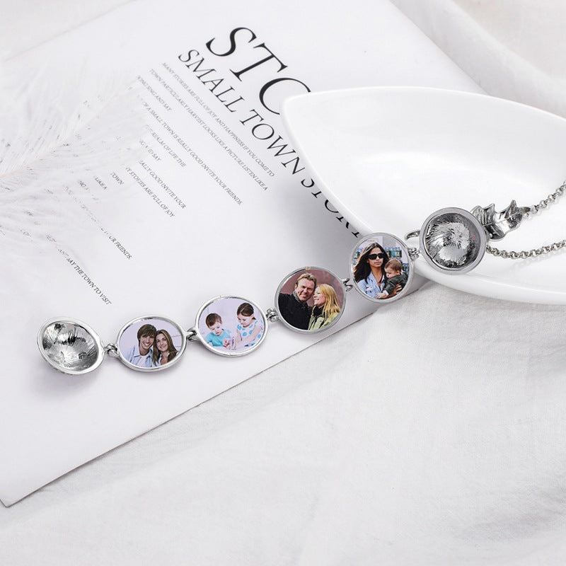 Custom Photo Wings Necklace Pendant Personalized Locket Frame Antique Gift-larkway tradelink