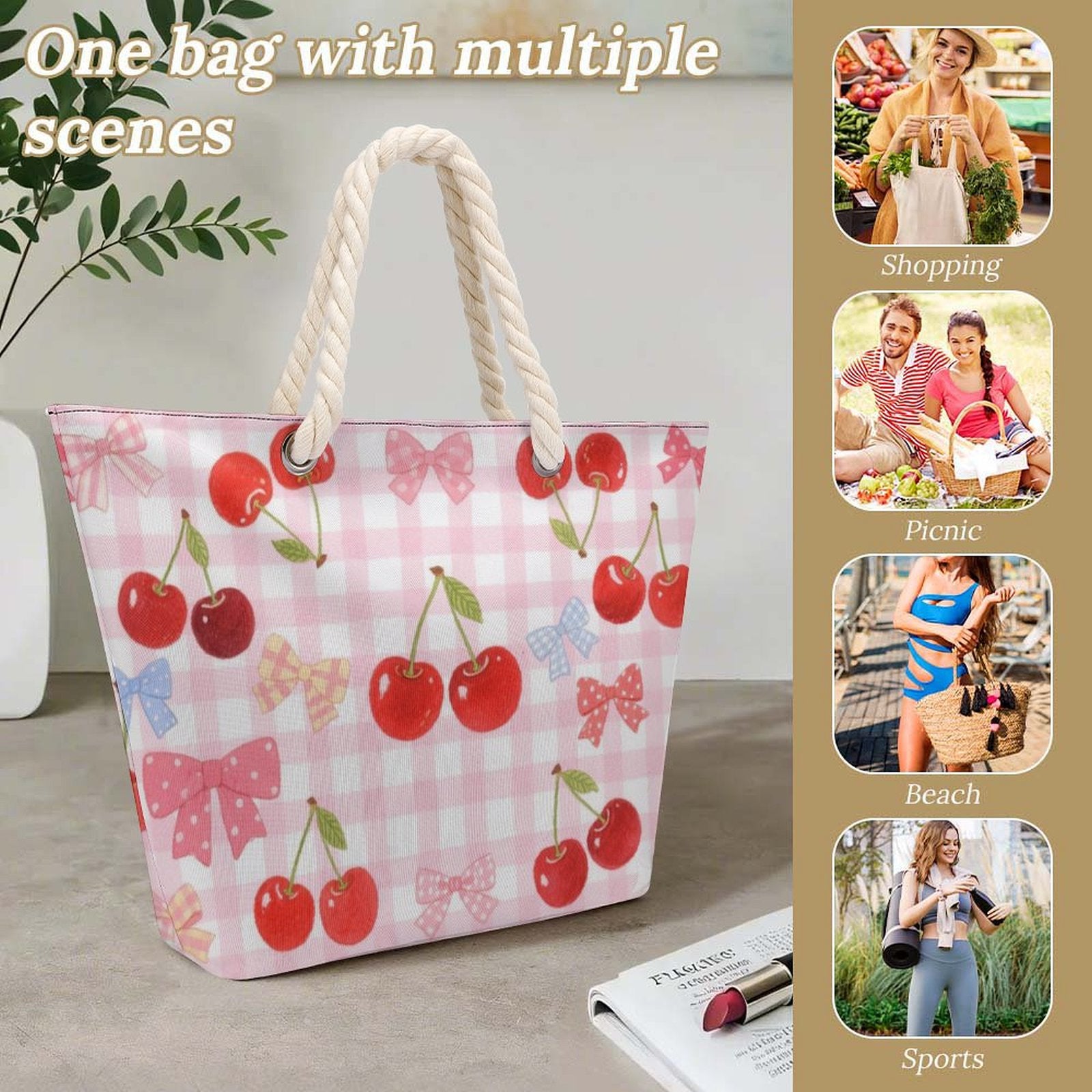 Custom Photo Hemp Rope Tote Bag Personalized Bag Water Proof Durable-larkway tradelink