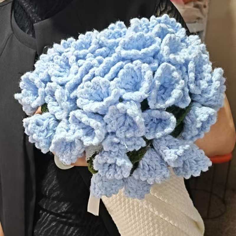 Hand-Knitted Rose Blanket DIY Kit & Ready-Made Gift for Mother's Day Valentine's Day-larkway tradelink