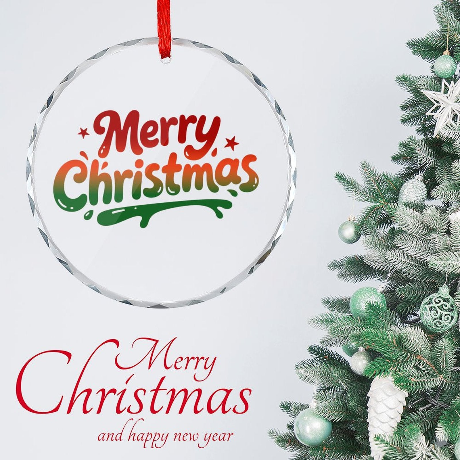 Custom Crystal Glass Pendant Personalized Photo Round Ornament Decoration-larkway tradelink