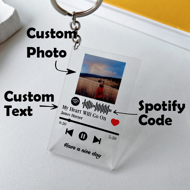Personalized Scannable Music Keychain Spotify QR Code Plaque Custom Song & Photo Acrylic BFF Gift-larkway tradelink