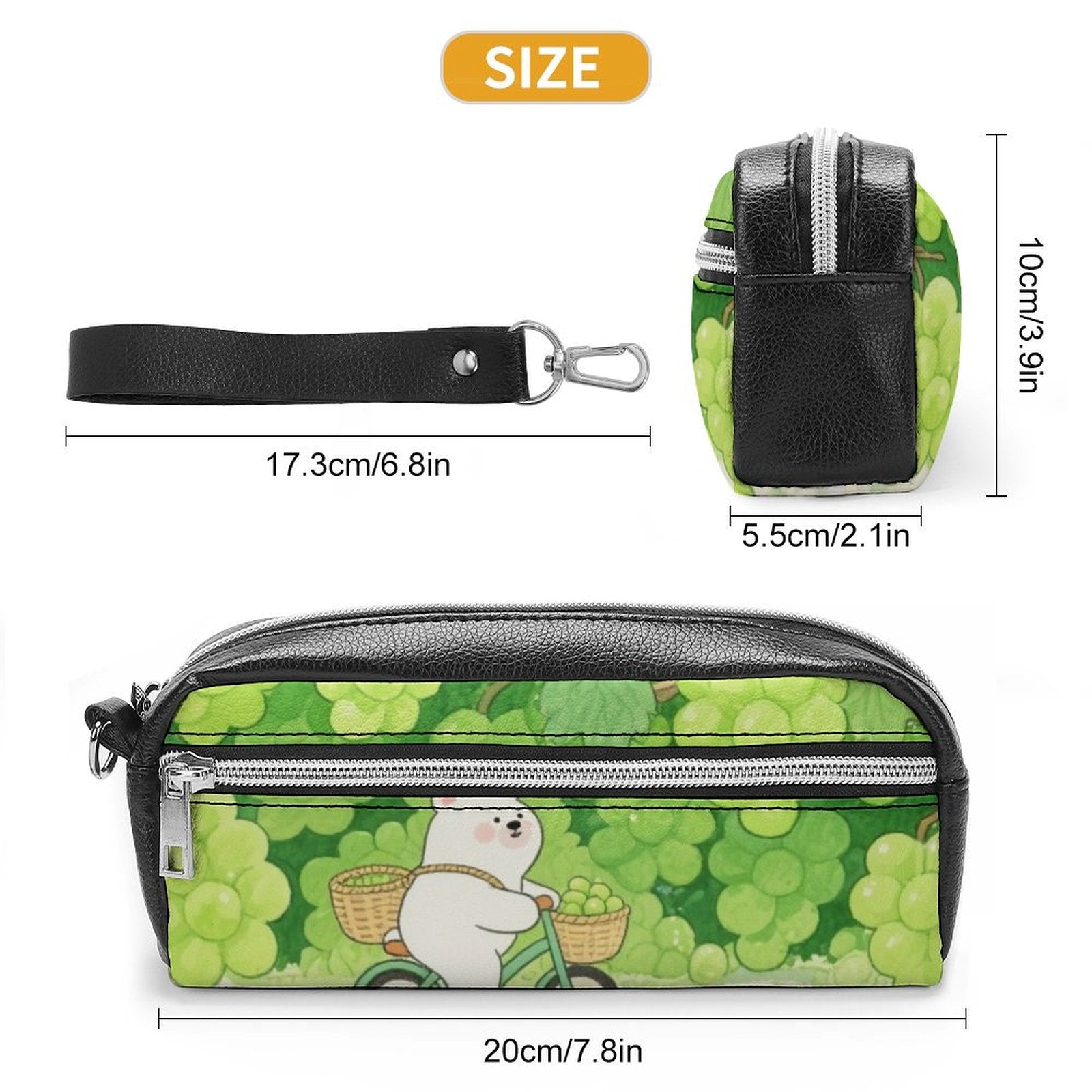 Custom Leather Pencil Case Personalized PIcture Makeup Bag with Large Capacity 20x10x5.5cm-larkway tradelink