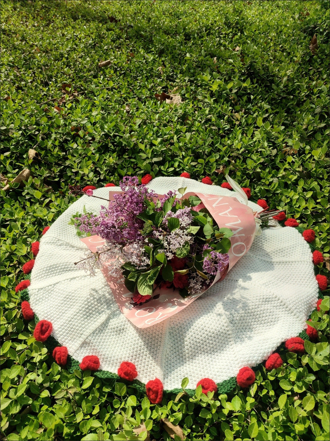 Hand-Knitted Rose Blanket DIY Kit & Ready-Made Gift for Mother's Day Valentine's Day-larkway tradelink